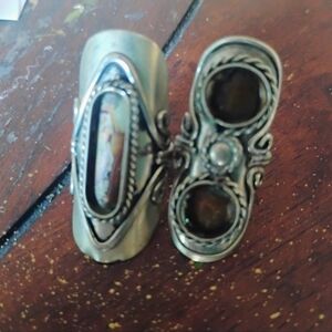 Silver and Brown Decorative Ring Set